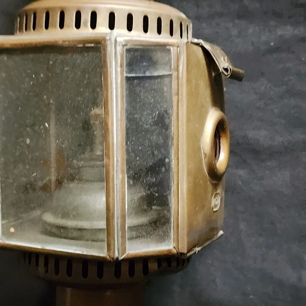 Antique Brass Carriage Light Lamp Nautical‎ Bevel Glass Rare